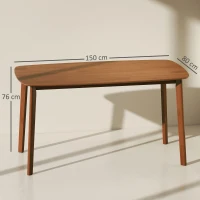 HOMCOM 150 cm Rectangular Dining Table, Rustic Kitchen Table with Solid Wood Frame and Large Tabletop for Dining Room, Living Room, Home Office, Light Brown(m-3)