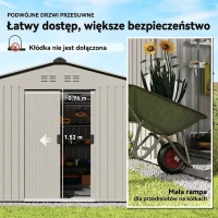 Outsunny Metalowy Domek Narzędziowy 4,9 m², Szopa Ogrodowa z Dwuspadowym Dachem, Drzwi Przesuwne, Fundament, 277 x 195 x 192 cm, Ocynkowana Stal, Odporny na Warunki Atmosferyczne, dla Ogrodu, Szary(m-6)