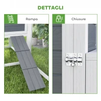PawHut Pollaio per Galline in Legno di Abete con Casetta, Nido per Cova e Area Esterna, 214x101x 91.5 cm, Grigio(m-7)