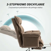 HOMCOM Krzesło biurowe ergonomiczne z podwójnym wyściełaniem, podnóżkiem, regulowanym krzesłem obrotowym, tapicerowane krzesło komputerowe, Jasnobrązowe(m-6)