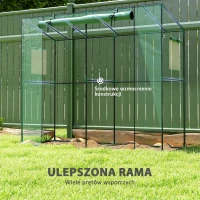 Outsunny Mini szklarnia przyścienna z rolowanymi drzwiami i siatkowymi oknami, odporna na UV, do roślin, sadzonek i kwiatów, zielona(m-4)
