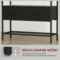 HOMCOM Wieszak na ubrania z półką na buty, 2 szuflady z materiału, garderoba z 8 haczykami, półka, wieszak na kurtki z zabezpieczeniem przeciwwypadowym, dla wejścia, korytarza, sypialni, czarny(m-6)
