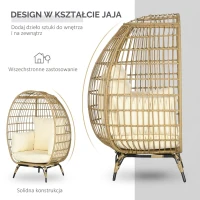 Fotel rattanowy z poduszką, metalowa konstrukcja, ogrodowy(m-5)