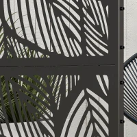 Outsunny Parawan Ogrodowy Metalowy z Motywem Floralnym, 122 x 45 x 198 cm, Czarny(m-9)