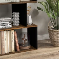 HOMCOM Libreria Moderna Asimmetrica a Parete con 5 Ripiani in Legno, 70x29.5x163cm, Marrone Rustico(m-8)