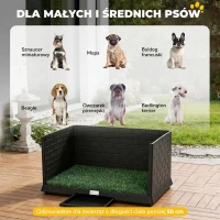 PawHut Toaleta dla psa 75 x 51 cm z trawą sztuczną, wysokimi ściankami, wysuwaną tacą i systemem odprowadzania - Czarna(m-8)
