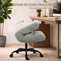 HOMCOM Fotel Obrotowy Lounge z Szerokim Siedziskiem, Tapicerowany Fotel Relaksacyjny w Wodoodpornej Optyce Chenille, Stalowe Nogi Krzyżowe, Nowoczesny Fotel do Salonu, Sypialni, Jasnoszary(m-6)