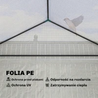 Outsunny Szklarnia foliowa z grządką podwyższoną, drzwiami rolowanymi i oknami, szczytowy dach 141 x 141 x 190 cm, biały(m-6)