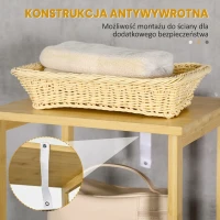 kleankin Szafka łazienkowy, Wysoka szafka, trzy półki, szafka z drzwiczką żaluzjową, zabezpieczenie przed przewróceniem, Bambus, 34 x 30 x 173cm(m-7)