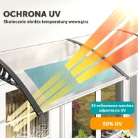 Outsunny Zadaszenie na drzwi wejściowe 90 x 295 cm, zadaszenie półokrągłe z ochroną UV, osłona na drzwi wejściowe z poliwęglanu przeciwdeszczowa na zewnątrz, Biały(m-4)