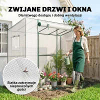 Szklarnia z rolowanymi drzwiami, stalowa, odporna na zimę, Biała(m-6)