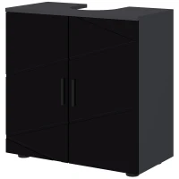 kleankin Mobile Sottolavabo Bagno per Piedistallo con Armadietto 2 Ante, 60x30x60cm, Nero(m-11)