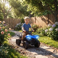 AIYAPLAY Quad Elettrico per Bambini ATV con Batteria Ricaricabile 6V, Fari LED e Musica, Età 18-56 Mesi, Blu(m-10)