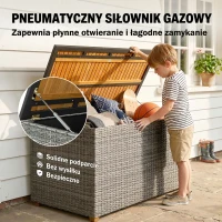 Outsunny Skrzynia ogrodowa 450 L technorattan wodoodporna z pokrywą FSC sprężyny gazowe wkładka(m-7)