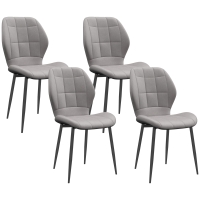 HOMCOM Set 4 Sedie da Pranzo con Rivestimento in Flanella Grigio