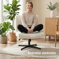 HOMCOM Obrotowy Fotel Akcentowy, Aksamitny Fotel Wypoczynkowy z Regulacją Wysokości do Salonu, Biura, Kremowobiały(m-5)