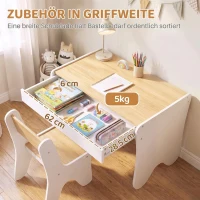 AIYAPLAY Kinder tafel- en stoelset, 2-delig met lade, voor tekenen, wit(m-6)