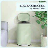 HOMCOM Kosz na Śmieci 30L Pedałowy z Pokrywą, Wyjmowanym Wewnętrznym Pojemnikiem i Systemem Soft-Close, 36,5 x 31,2 x 60,8 cm, Zielony(m-4)