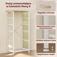 HOMCOM Komoda do sypialni z 5 materiałowymi szufladami, stalowymi wzmocnieniami, drewnianym blatem, 4 kieszeniami i 2 hakami, beżowa(m-7)
