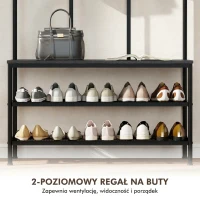 HOMCOM Wieszak na ubrania 3 w 1 z ławką i wieszakiem na buty, wolnostojący wieszak na ubrania z ławką na buty i 6 haczykami do przedpokoju, przedpokoju, salonu, czarny(m-7)