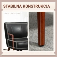 HOMCOM Fotel tapicerowany z podłokietnikami, drewniane nogi, czarny(m-5)