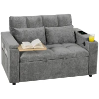HOMCOM Canapé-lit 2 places à dossier réglable Canapé-lit avec 2 coussins 136x190 cm Gris(m-11)