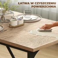 HOMCOM Stół jadalniany dla 6-8 osób, nowoczesny prostokątny stół kuchenny z blatem w drewnianym wykończeniu i czarnymi stalowymi nogami, 180 x 80 x 75,5 cm, naturalny(m-7)