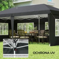 Outsunny Pawilon 3x6m wodoodporny składany z 4 ścianami, okna, UV, torba, czarny(m-7)