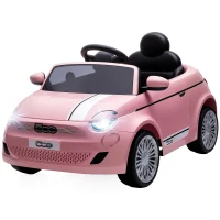 AIYAPLAY Macchina Elettrica per Bambini 12V Fiat 500, Batteria al Litio, 2 Motori, Telecomando, 3-6 Anni, Rosa(m-11)