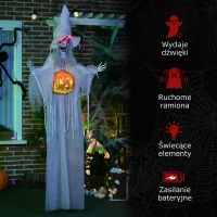 Duch Halloween 183 cm z LED, dźwięki grozy, dekoracja(m-7)