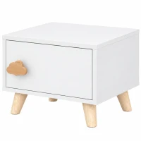 AIYAPLAY Houten kinder-nachtkastje met opbergvak, bijzettafel voor slaap- en woonkamer, wit(m-14)