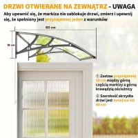 Outsunny Daszek nad drzwi, ochrona przed deszczem, wiatrem i gradem, poliwęglan, aluminiowe wsporniki, 110 x 60 x 18 cm, szary(m-7)