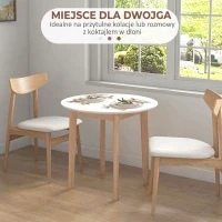 HOMCOM Stół jadalny, okrągły stół kuchenny dla 2 osób, stół jadalny w stylu wiejskim, do salonu, drewno massif, Ø75 x 76 cm, Biały(m-4)