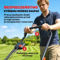 Outsunny Elektryczna Kosiarka 800 W z szerokością cięcia 40 cm, pojemnik na trawę 45 l, wskaźnik akumulatora, ochrona przed przeciążeniem, 7 wysokości cięcia(m-7)
