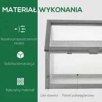 Mini szklarnia drewniana 90x52x49,5 cm, szara, wczesne siewy(m-4)