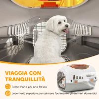 PawHut Trasportino per Gatti e Cani Piccoli Fino 4 kg in Plastica con Finestra Superiore, 49x32x31 cm, Grigio(m-6)