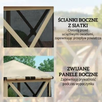 Outsunny 3 m x 2,6 m sześciokątny pawilon z 6 ściankami i torbą, wodoodporny, odporny na promienie UV, namiot imprezowy(m-5)
