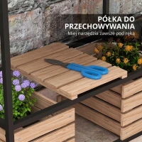 Outsunny Skrzynka na Kwiaty Podwyższony Grząd, Odporny na Warunki Atmosferyczne, 3 Skrzynki do Sadzenia, 83 cm x 39 cm x 100 cm, Naturalny + Czarny(m-5)