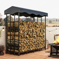 Outsunny Portalegna da Esterno in Metallo Rinforzato con Copertura, Capacità di 2000kg, Nero(m-2)