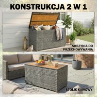 Outsunny Skrzynia ogrodowa 450 L technorattan wodoodporna z pokrywą FSC sprężyny gazowe wkładka(m-4)