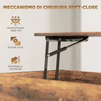HOMCOM Tavolino da Caffè Sollevabile con Vano Nascosto e Ripiano Inferiore in Stile Industriale, Marrone(m-5)