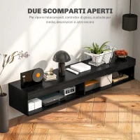 HOMCOM Mobile Contenitore Sospeso con Luci LED a 16 Colori e Telecomando, 180x40x30 cm, Nero(m-7)