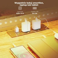 HOMCOM Biurko gamingowe w kształcie litery L z zasilaniem, oświetleniem LED, 4 szufladami, podstawką pod monitor, 155x110x91,4 cm, brązowe(m-4)
