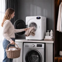 HOMCOM Secadora de Evacuación 3 kg 1000W con Pantalla Táctil Control de Tiempo y Temperatura Función Antiarrugas Blanco(m-16)