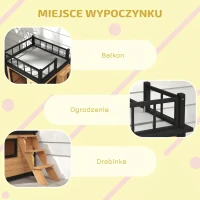 PawHut Domek dla psa z tarasem dachowym, odporny na warunki atmosferyczne, Drewno, 121x77x78cm, Czarny/Żółty(m-5)