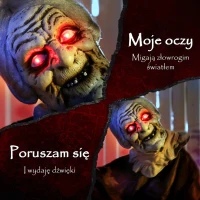 Outsunny Dekoracja na Halloween 150 cm Czarownica z LED, Dźwiękiem, Dekoracja Drzwi z Regulowanymi Ramionami, Głową, Figura Ogrodowa w Naturalnej Wielkości na Imprezę(m-4)
