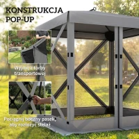 Outsunny Pawilon 1,85x1,85m Wodoodporny Stabilny Zimoodporny Pop-up Składany Pawilon z 4 Siatkowanymi Ścianami Bocznymi Torbą, UV 30+(m-4)