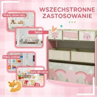 ZONEKIZ Szafka dziecięca z 6 pudełkami z tkaniny, uroczy motyw, 63x30x66 cm, Różowy(m-6)