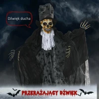Outsunny 183cm Dekoracja Halloween Ruchomy Duch Pana Młodego w Naturalnej Wielkości z Szkieletem, Miga Oczami i Efektami Specjalnymi oraz Funkcją Dźwiękową(m-4)