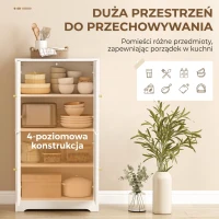 HOMCOM Kredens kuchenny, wysoka szafka z 2 regulowanymi półkami, bufet kuchenny z 4 wygiętymi drzwiami, 60 x 30 x 110 cm, biały(m-5)